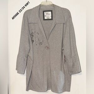 Artisan Collection Gray Cotton Blazer By Avenue NWT 22/24